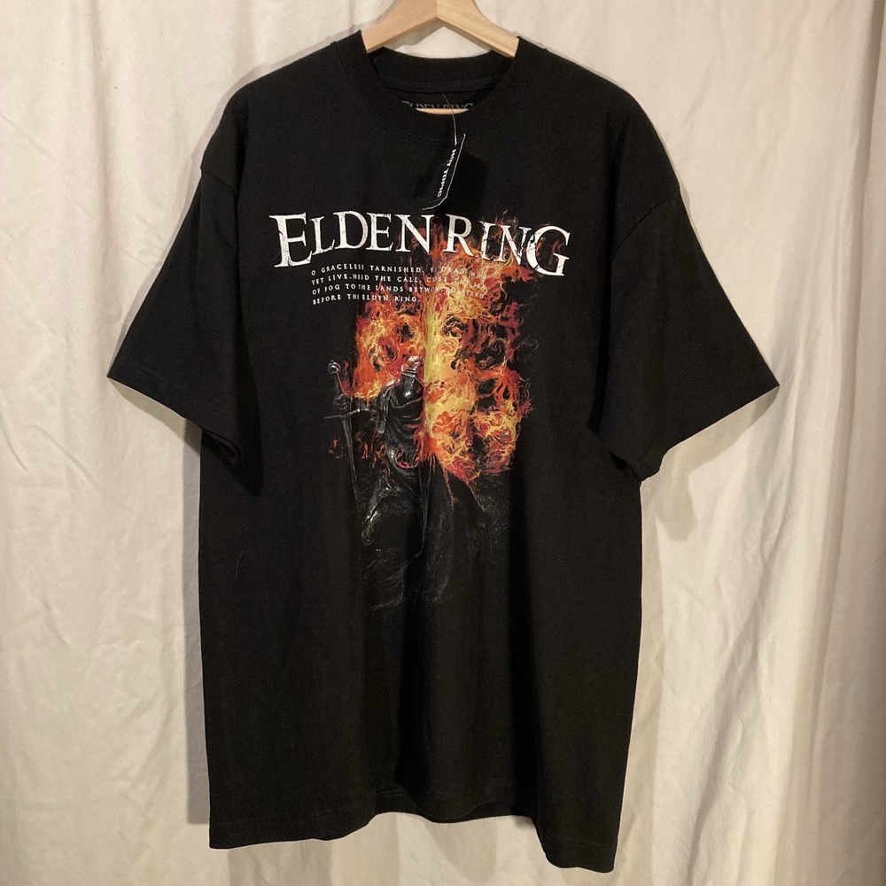 NWT Hot Topic Unisex Elden Ring Flame T Shirt Black XL Tarnished Graphic Tee
